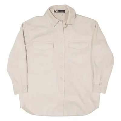 ZARA Chore Jacket Cream Faux Suede Womens XS