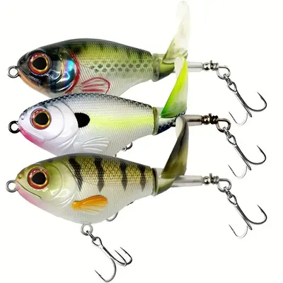 Artificial Fishing Lure with Floating Rotating Tail (3pcs), Simulation Fishing Lure with Hook, Floating Rotating Tail for Bas...