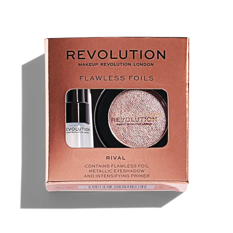 Set Makeup Revolution: Flawless Foils Vegan Eyeshadow Primer 2ml + Flawless Foils Vegan Rival Eyeshadow Palette 2g