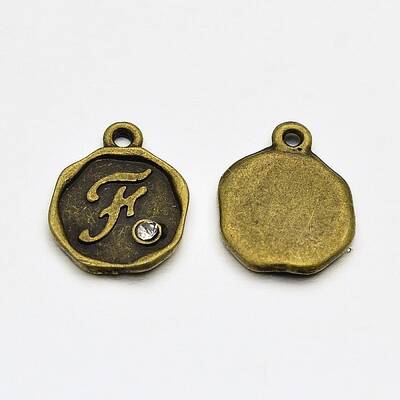 Antique Bronze Plated Alloy Rhinestone Charms