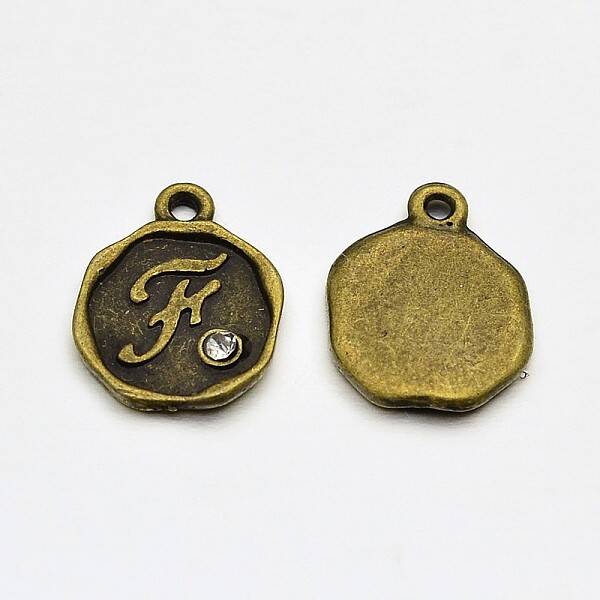 Antique Bronze Plated Alloy Rhinestone Charms