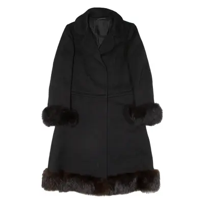 HAUTE COUTURE Womens Overcoat Coat Black Knit S