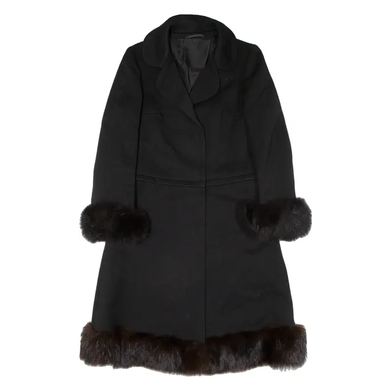 HAUTE COUTURE Womens Overcoat Coat Black Knit S