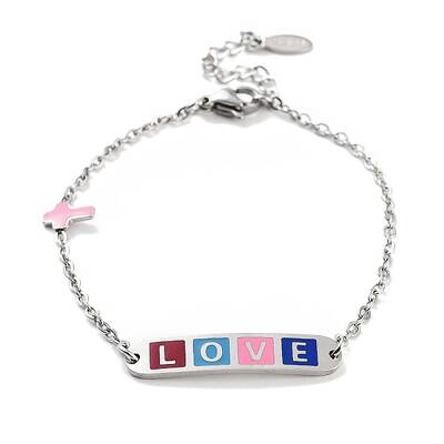 201 Stainless Steel Cross & Rectangle with Word Love Link Bracelets