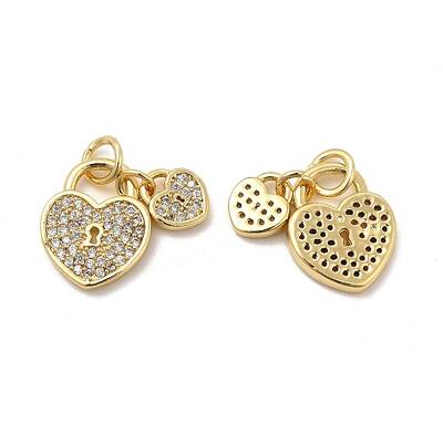 Brass Micro Pave Clear Cubic Zirconia Charms
