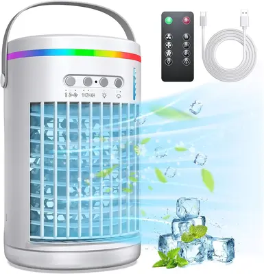 Portable Air Conditioners Fan,1400ml Evaporative Mini Air Conditioner with Light,3 Speeds Personal Air Conditioner, Portable ...