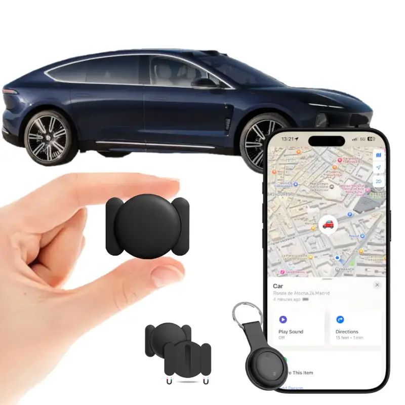 GPS Tracker for Car, Mini Hidden Tracker with Weatherproof Magnetic Case - No Monthly Fee - Works with Apple Find My (iOS Onl...