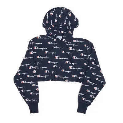 CHAMPION Cropped Hoodie Blue Pullover Girls S