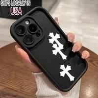 Simple Cross Pattern Case for iPhone 16 15 14 Pro Max 13 12 11 XR XS Plus Shockproof Drop Protection Rugged Durable Silicone ...