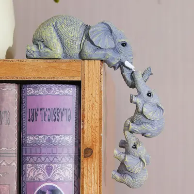 Elephant Design Ornaments, 3pcs/set Elephant Mother Hanging Two Babies Statue Figurine, Resin Decoration Craft for Yard Garde...