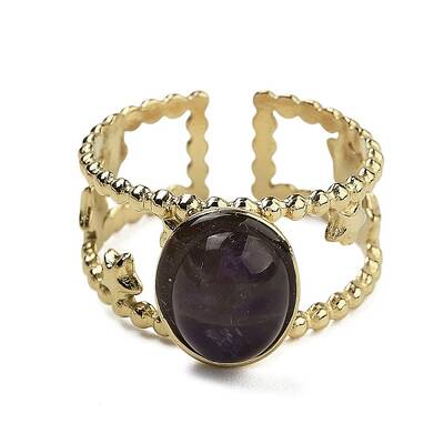 Oval Natural Amethyst Finger Rings