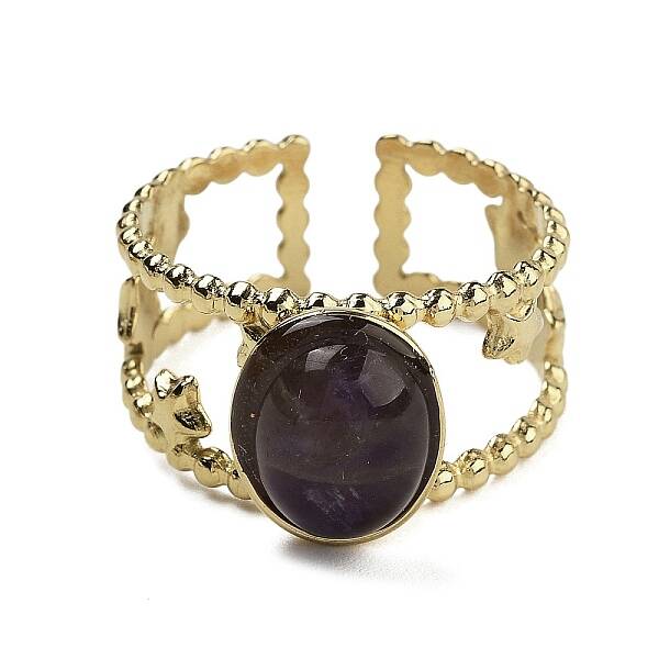 Oval Natural Amethyst Finger Rings