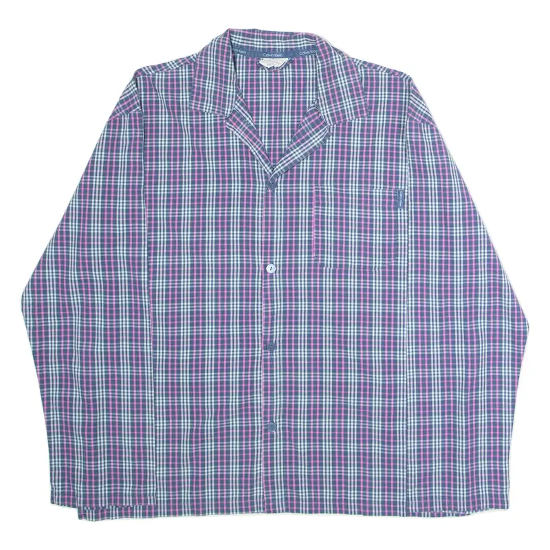 CALVIN KLEIN Womens Shirt Blue Check Long Sleeve M