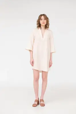 Alexa – V-neck Linen Mini Dress | Size: XL | Color: Corn Flower Blue