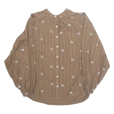 MINT VELVET Womens Printed Blouse Brown Puff Sleeve Floral M