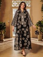 Women's Embroidery Sequin Islamic Dress, Elegant Long Sleeve Arabic Clothing for Party Holiday Wedding Guest, Ladies Spring &...