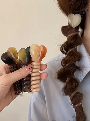Heart Design Hair Tie, Cute Headwear Accessories for Braided Hairstyle, Minimalist Headwear Suitable for Thick Hair, Fashion ...