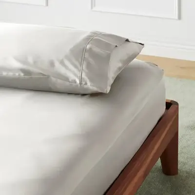 CleanBamboo® Signature Sateen Fitted Sheet | Color: Moon | Size: Queen