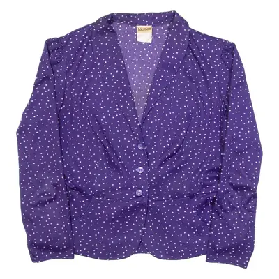 ACKERMANN Womens Printed Shirt Purple V-Neck Long Sleeve Spotted M