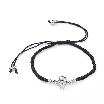 Skull Adjustable Brass Nylon Thread Braided Bracelets