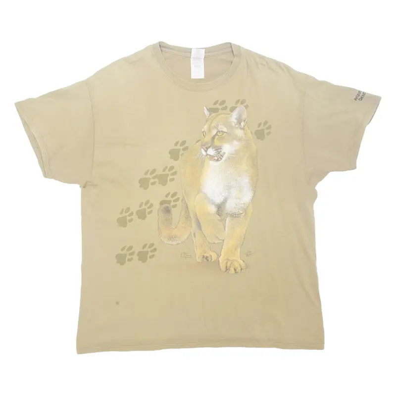 GILDAN'S Big Cat Womens T-Shirt Brown XL