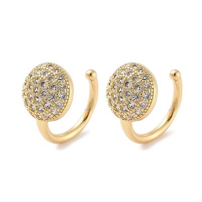Brass Micro Pave Clear Cubic Zirconia Cuff Earring