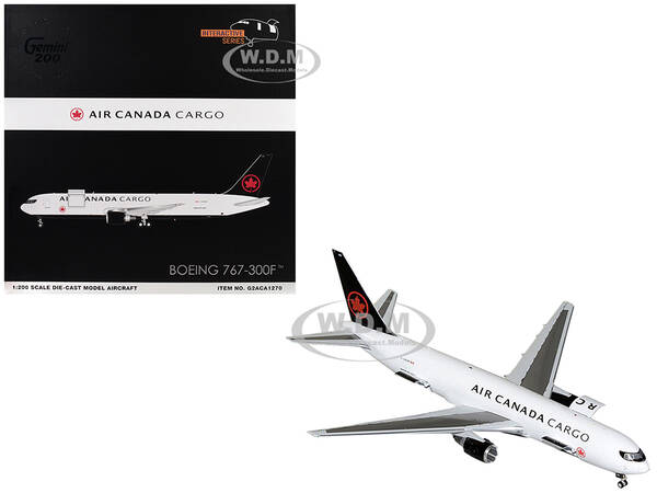 Boeing 767-300F Commercial Aircraft Air Canada Cargo (C-GXHM) White with Black Tail Gemini 200 - Interactive Series 1/200 Die...