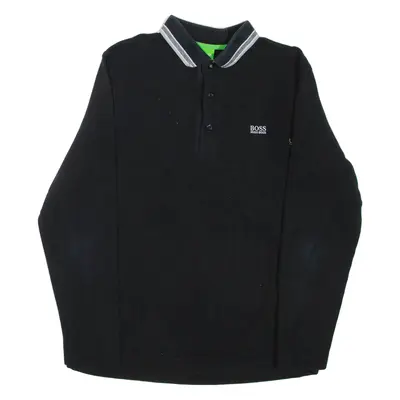 BOSS HUGO BOSS Mens Polo Shirt Black Long Sleeve L
