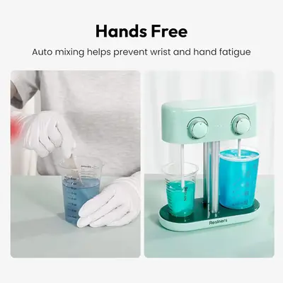 Resiners Dual-Head Resin Mixer, Rechargeable Epoxy Mixer, Stepless Speed & Minimum Bubbles, Electric Stirrer Paddles for Resi...