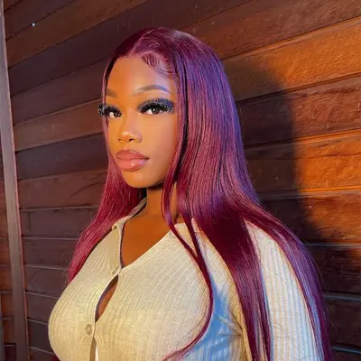 99J Straight Wear Go Wig 7x5 Lace Closure 180% Burgundy Color Glueless