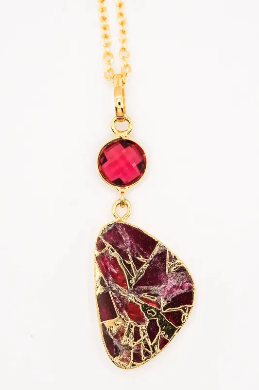 18k Gold Plated Pink Fuscia Mohave Turquoise Gemstone | Title: Title