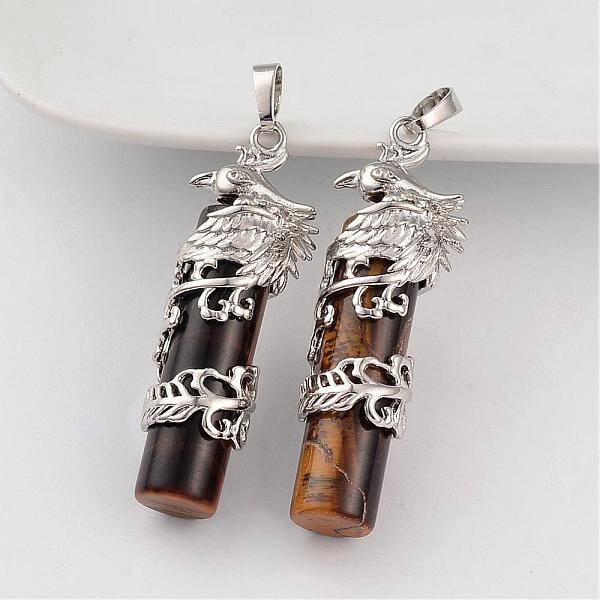 Column Natural Tiger Eye Pendants