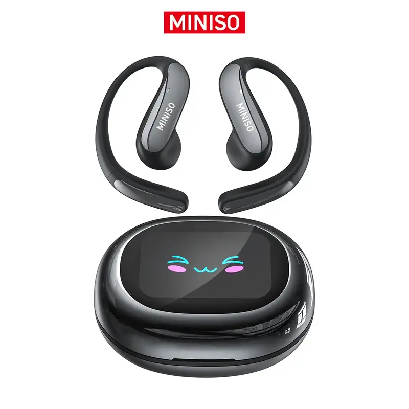 MINISO MS203 wireless Bluetooth headphones, equipped with Bluetooth 6.0 technology, features waterproof and locating function...