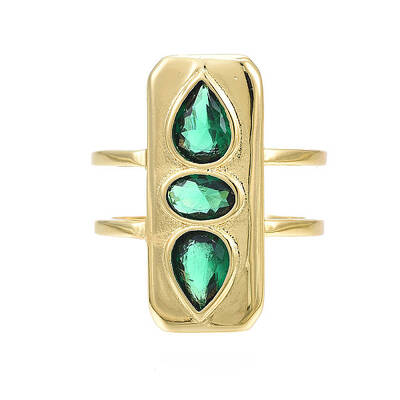 Cubic Zirconia Rectangle Open Cuff Ring
