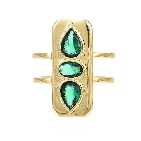 Cubic Zirconia Rectangle Open Cuff Ring