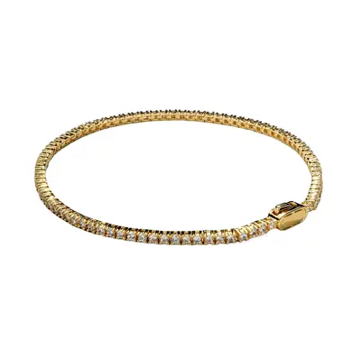Sterling Silver with Yellow Gold Plated Iced Tennis Chain Bracelet 2mm