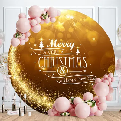 Circle Gold Glitter Bokeh Christmas Backdrop - Aperturee