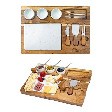 3 Custom Milton 11-Piece Acacia Wood Cheese Set - Ceramic & FDA ...