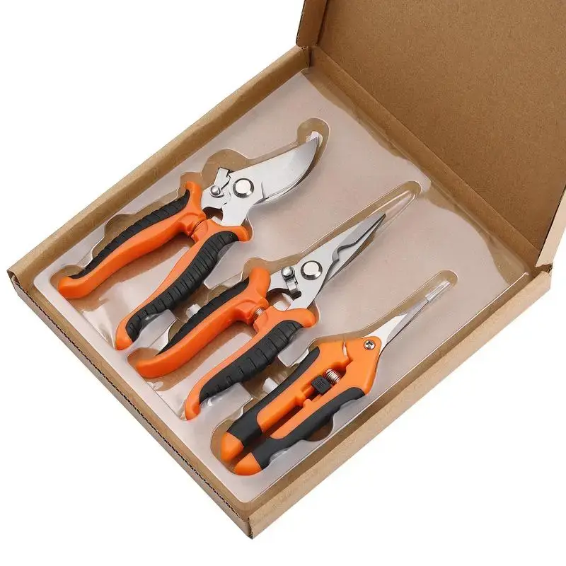 [Hot Sale] 3pcs Multipurpose Stainless Steel Garden Pruning Shears Set Sharp Durable for Fruit Tree Branch Cutting