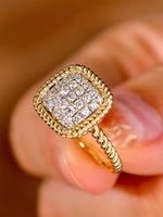 Women's Elegant Square Rhinestone Decorated Ring, Exquisite Trendy Ring, Fashionable Jewelry for Women As Engagement Annivers...