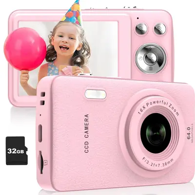 W&O Digital Camera,Portable CCD Cameras Gifts,HD Digital Video Cameras Toddler,Portable Toy 3-10 Ages Girls Boys,32GB TF Card...