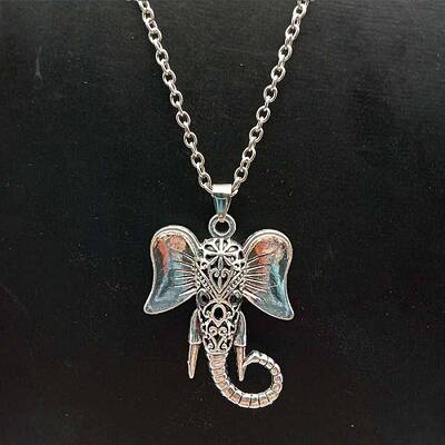 Alloy Pave Glass Cable Chain Black-eyed Elephant Pendant Necklaces for Women