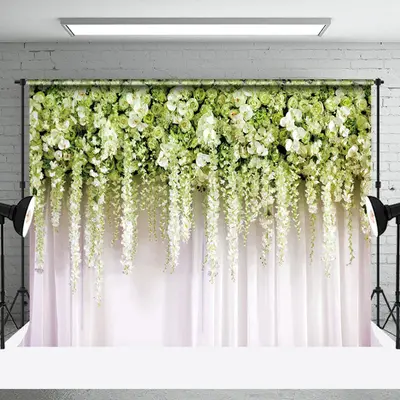 Green Plant Floral Valentines Day Backdrop For Photo - Aperturee