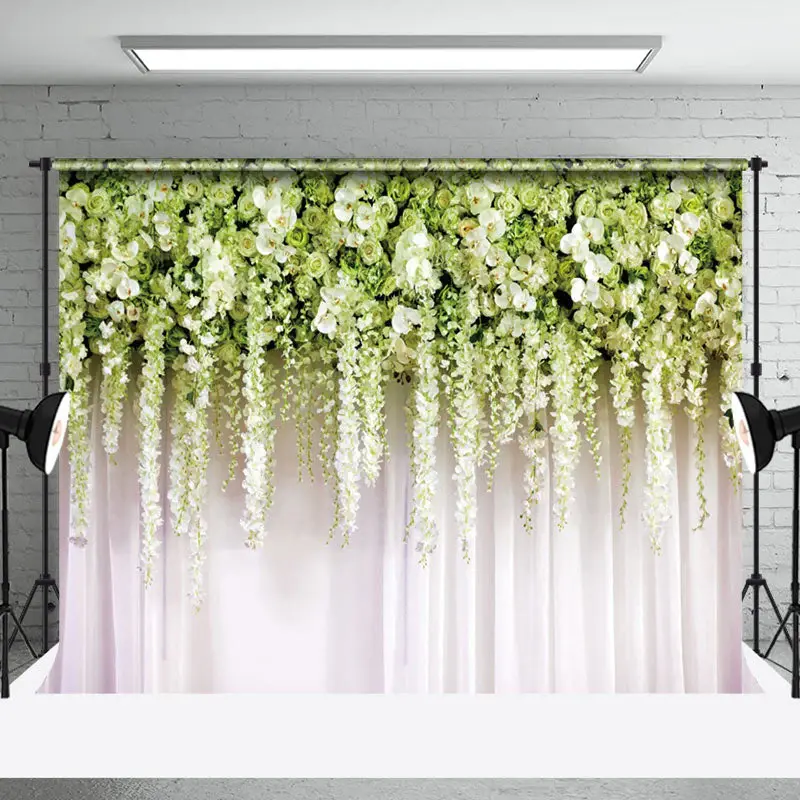 Green Plant Floral Valentines Day Backdrop For Photo - Aperturee
