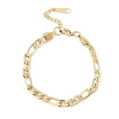 Ion Plating(IP) 304 Stainless Steel Figaro Chain Bracelets for Men Women