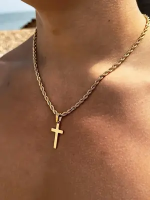 Men's Stainless Steel Cross Pendant Necklace, Fashion Jewelry for Party, Daily Clothing Decor, Trendy All-match & Exquisite J...