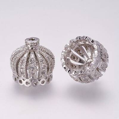 Brass Micro Pave Cubic Zirconia Beads