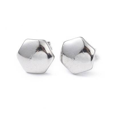 Non-Tarnish 304 Stainless Steel Hexagon Stud Earrings for Women