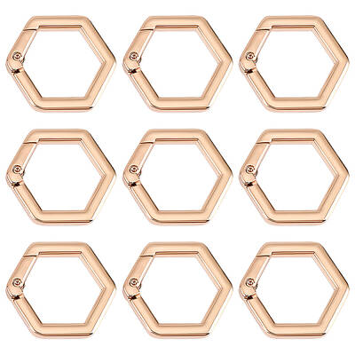 Beebeecraft 1 Box 10Pcs Spring Rings Clasps Alloy Hexagon Carabiner for Bag Purse Handbag Strap Craft Jewelry Making (Gold)
