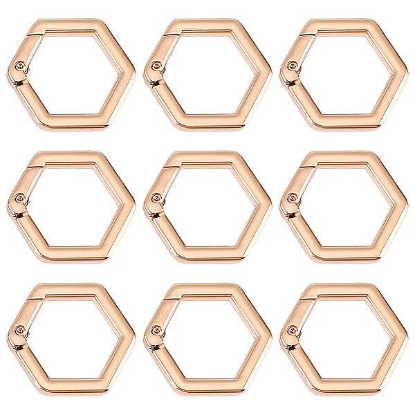 Beebeecraft 1 Box 10Pcs Spring Rings Clasps Alloy Hexagon Carabiner for Bag Purse Handbag Strap Craft Jewelry Making (Gold)
